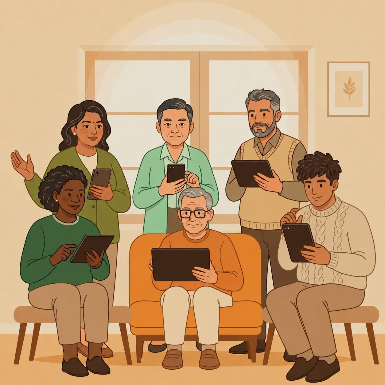 Personas mayores aprendiendo tecnología con TATA